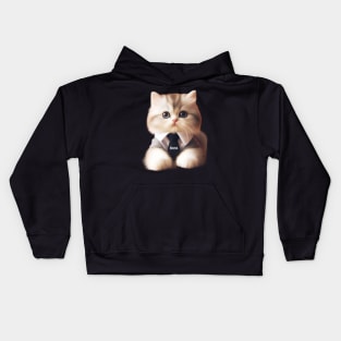 Adorable Feline Supervisor Kids Hoodie